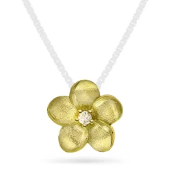 NC Christophersen – Blomsteranheng liten i 14k gult gull med diamant, 0,03ct W/SI