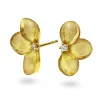 NC Christophersen – Blomst ørepynt i 14k gult gull med diamant, 3 blader