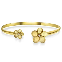 NC Christophersen – Blomst armring i 14k gult gull med diamant, 0,08ct W/SI