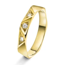 NC Christophersen – Fasettring i gult gull med diamanter – 0,06 ct TW/SI