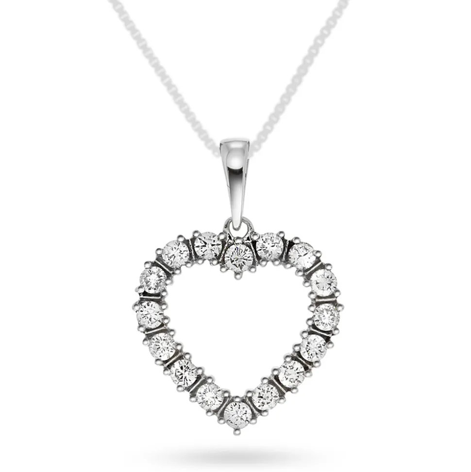 NC Christophersen – Hjerteanheng i hvitt gull med diamanter, 0,48 ct