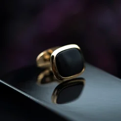 NC Christophersen – Mansjettknapper i gull med svart onyx