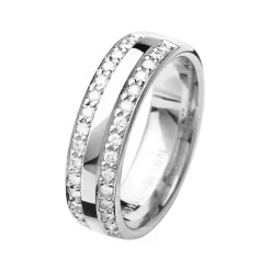 NC Christophersen – Oss2 Giftering med diamant – Hvitt Gull – 6 mm