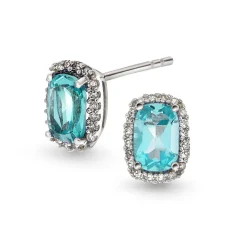 NC Christophersen – Ørepynt i hvitt gull med Blue Topaz og diamanter