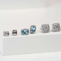 NC Christophersen – Ørepynt i hvitt gull med Blue Topaz og diamanter
