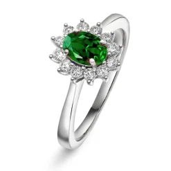 NC Christophersen – Ring i hvitt gull med Smaragd og diamanter