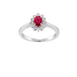 NC Christophersen – Rosettring i hvitt gull med rubin og diamanter, 0,24 ct