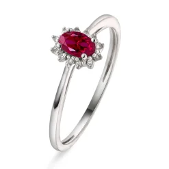 NC Christophersen – Rosettring i hvitt gull med rubin og diamanter, 04 ct