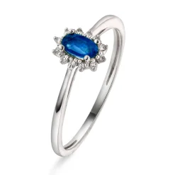 NC Christophersen – Rosettring i hvitt gull med safir og diamanter, 04 ct