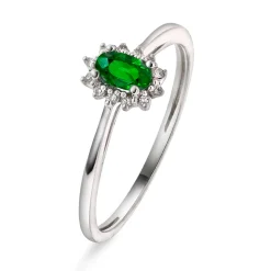 NC Christophersen – Rosettring i hvitt gull med smaragd og diamanter, 04 ct
