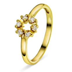 NC Christophersen – Sirkel ring i gult gull med diamanter – 0,12 ct TW/SI