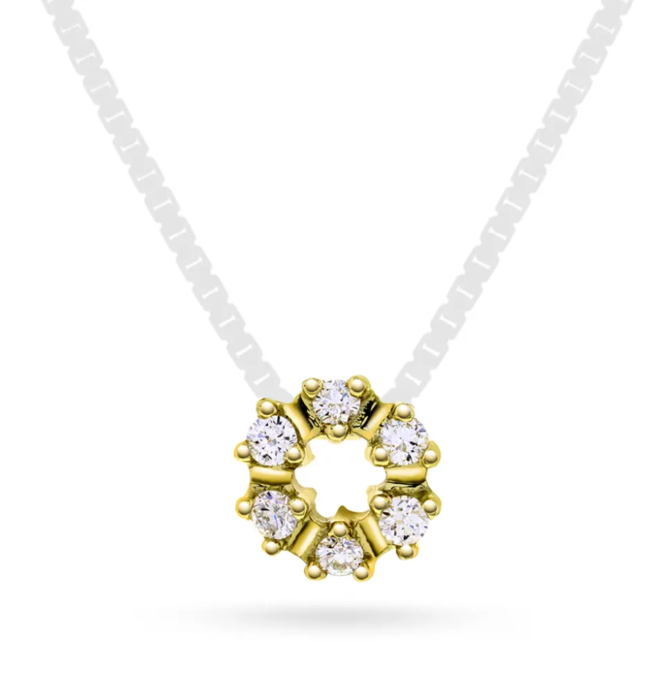 NC Christophersen – Sirkel anheng i gult gull med diamanter – 0,12 ct TW/SI