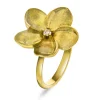 NC Christophersen – Stor blomst ring i 14k gult gull med diamant, 0,05ct W/SI