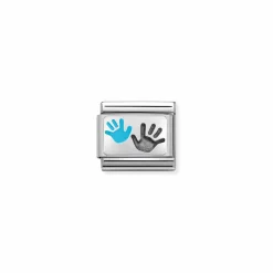 Nomination – CComposable CL OXIDIZED PLATES in steel, enamel and 925 sterling silver (43_Hands Son and Parent)