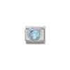 Nomination – Comp. CL HEART FACETED CZ in stainless steel E 925 sterling silver twisted setting LIGHT BLUE