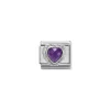 Nomination – Comp. CL HEART FACETED CZ in stainless steel E 925 sterling silver twisted setting PURPLE