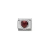 Nomination – Comp. CL HEART FACETED CZ in stainless steel E 925 sterling silver twisted setting RED