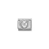 Nomination – Comp. CL HEART FACETED CZ in stainless steel E 925 sterling silver twisted setting White