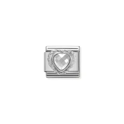 Nomination – Comp. CL HEART FACETED CZ in stainless steel E 925 sterling silver twisted setting White