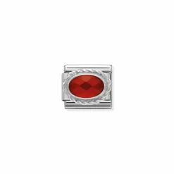 Nomination – Comp. Classic hard stones stainless steel, rich 925 sterling silver setting Faceted Red Agath