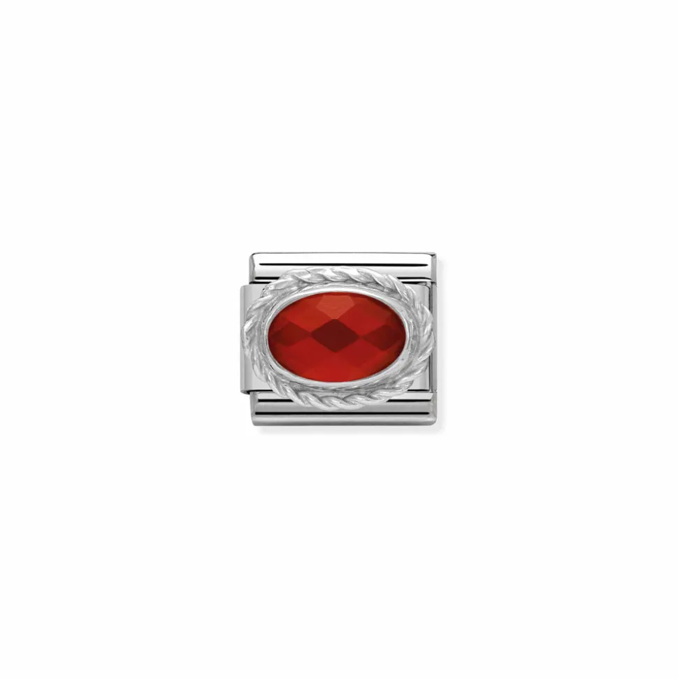 Nomination – Comp. Classic hard stones stainless steel, rich 925 sterling silver setting Faceted Red Agath
