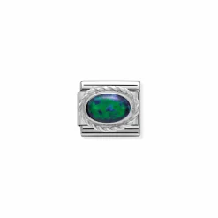 Nomination – Comp. Classic hard stones stainless steel, rich 925 sterling silver setting Green Opal