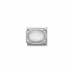 Nomination – Comp. Classic hard stones stainless steel, rich 925 sterling silver setting WHITE OPAL