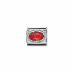 Nomination – Comp. Classic hard stones stainless steel, rich 925 sterling silver setting RED OPAL