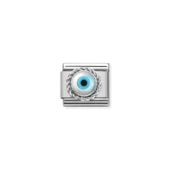 Nomination – Comp. Classic STONES, steel, ROUND RICH SETTING in 925 sterling silver GREEK EYE