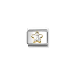 Nomination – COMP, CLASSIC C,Z, FACETED STAR IN STEEL, 750 GOLD (010_WHITE)
