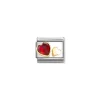 Nomination – Comp, Classic FACETED CZ with SYMBOLS in steel, 18k gold (05_Red heart)