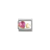Nomination – COMP, CLASSIC FACETED CZ WITH SYMBOLS IN STEEL, 18K GOLD (09_DARK PINK HEART)