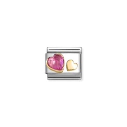 Nomination – COMP, CLASSIC FACETED CZ WITH SYMBOLS IN STEEL, 18K GOLD (09_DARK PINK HEART)