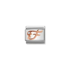 Nomination – Composable Classic LETTERS steel, zircon and 9k rose gold F