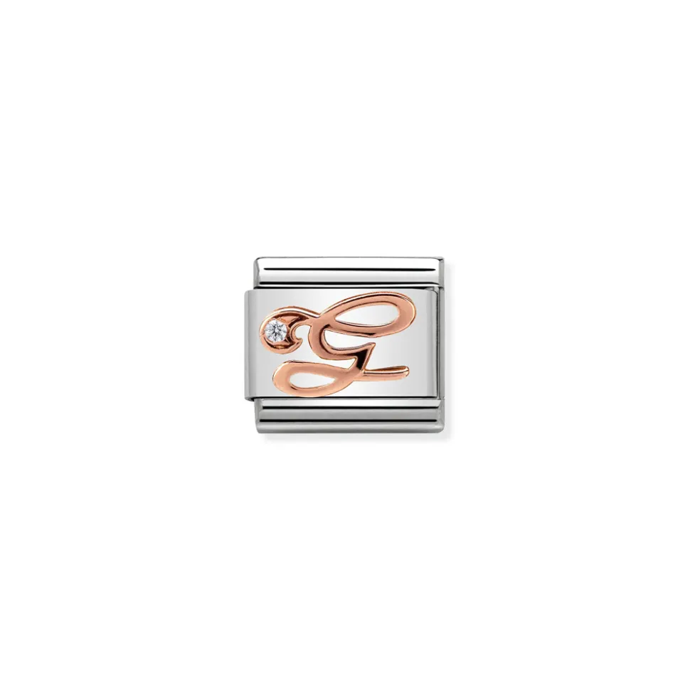 Nomination – Composable Classic LETTERS steel, zircon and 9k rose gold G