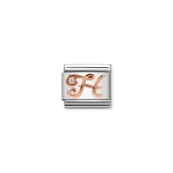 Nomination – Composable Classic LETTERS steel, zircon and 9k rose gold H