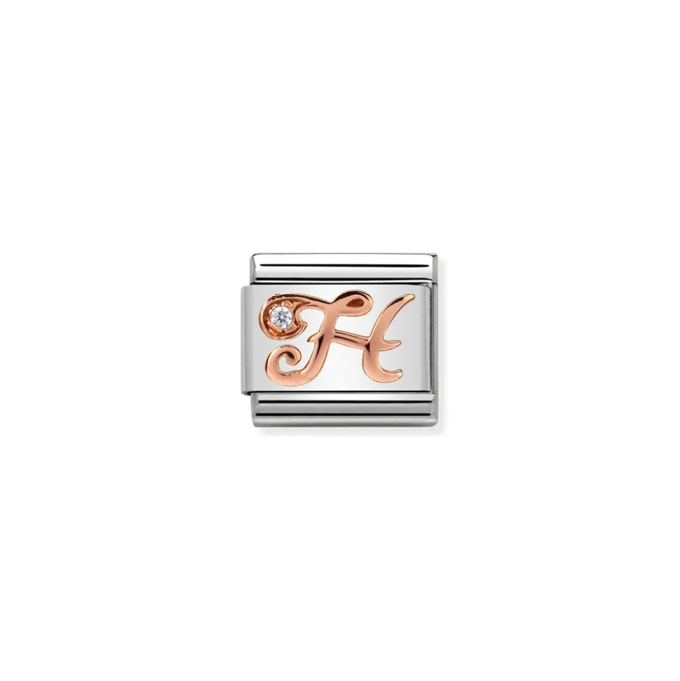 Nomination – Composable Classic LETTERS steel, zircon and 9k rose gold H