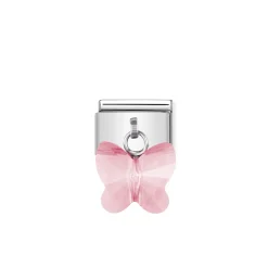 Nomination – COMPOSABLE Classic links in stainless steel with CRYSTAL butterflies Pink