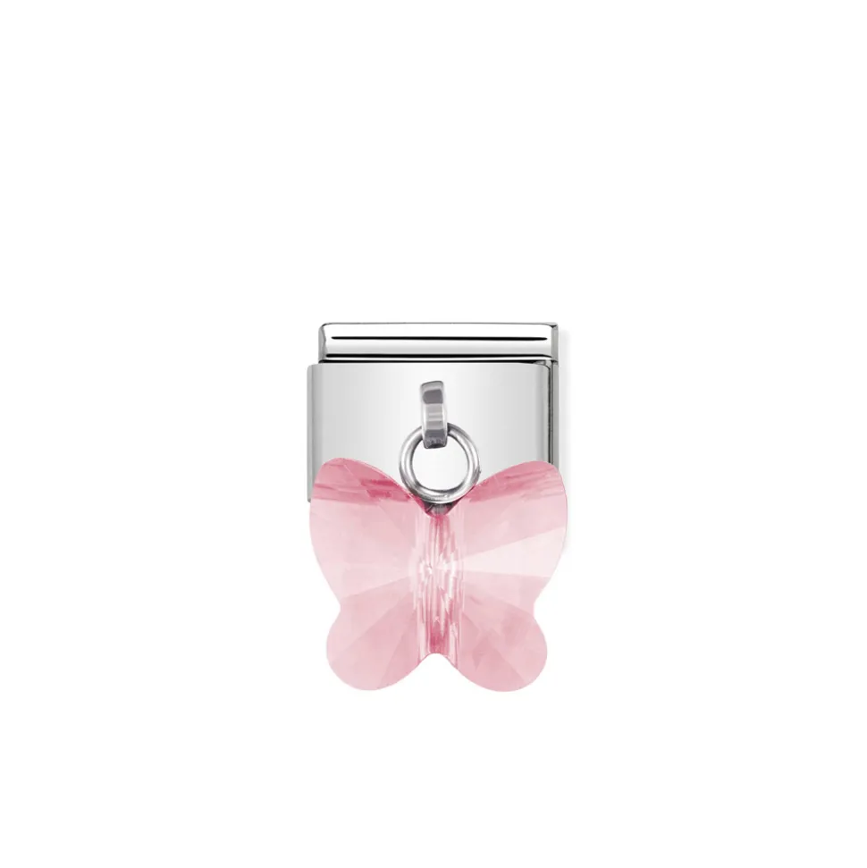 Nomination – COMPOSABLE Classic links in stainless steel with CRYSTAL butterflies Pink