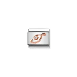 Nomination – Composable Classic LETTERS steel, zircon and 9k rose gold I