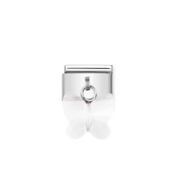 Nomination – COMPOSABLE Classic links in stainless steel with CRYSTAL butterflies White