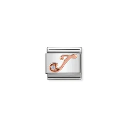 Nomination – Composable Classic LETTERS steel, zircon and 9k rose gold J