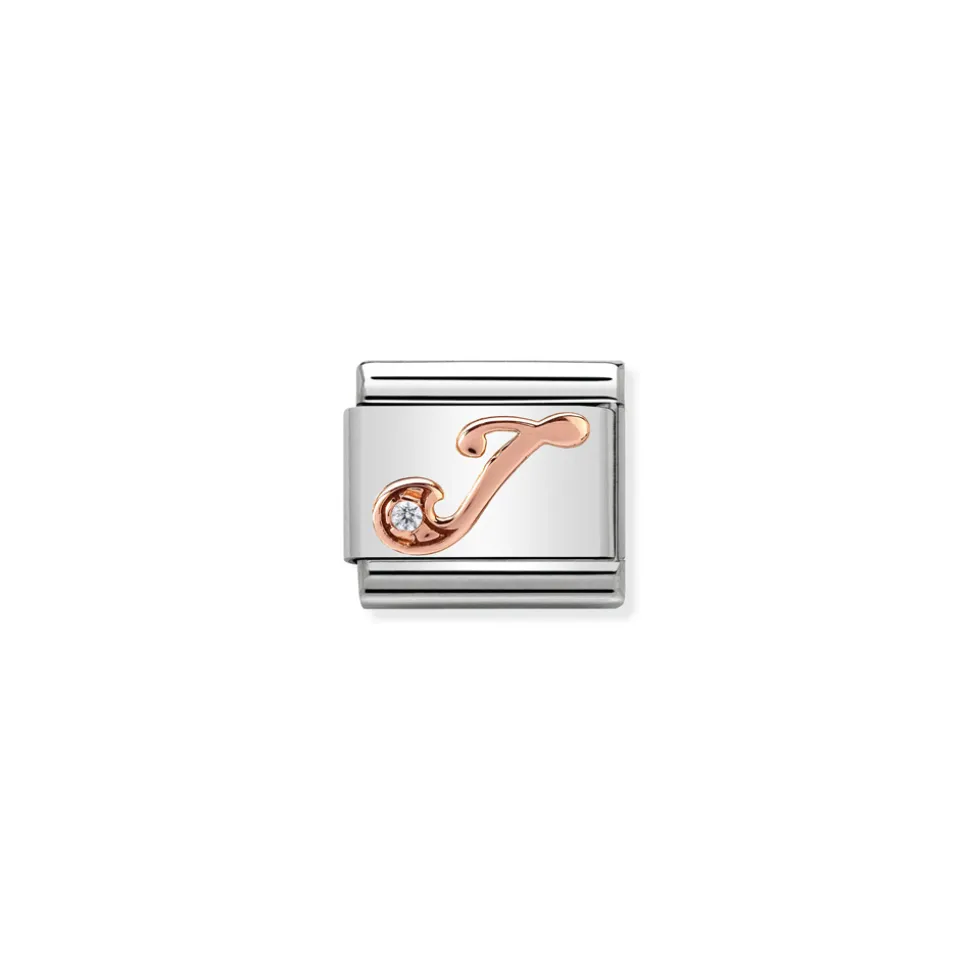 Nomination – Composable Classic LETTERS steel, zircon and 9k rose gold J