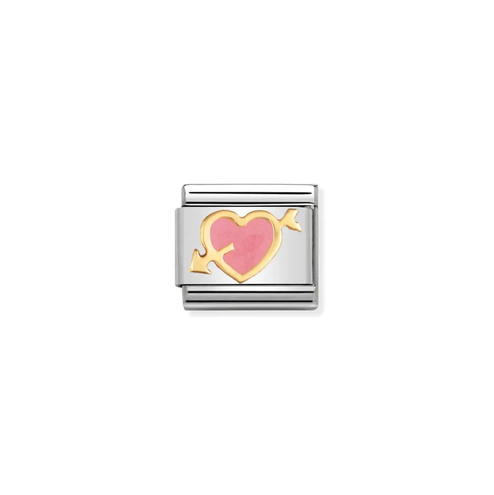 Nomination – Composable Classic LOVE 1 stainless steel, enamel and 18k gold (01_Pink heart with arrow)