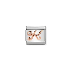 Nomination – Composable Classic LETTERS steel, zircon and 9k rose gold K