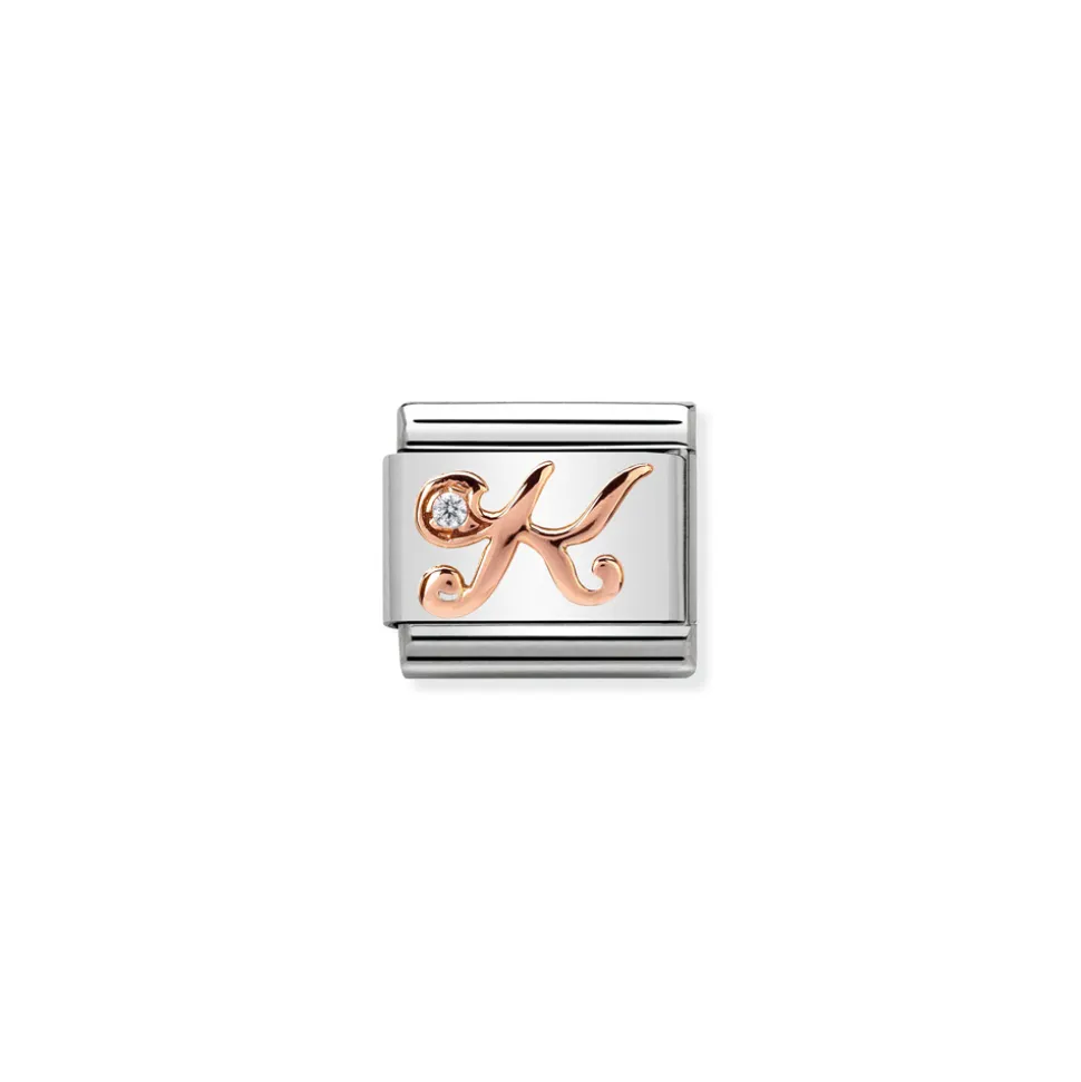 Nomination – Composable Classic LETTERS steel, zircon and 9k rose gold K
