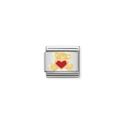 Nomination – Composable Classic LOVE 1 stainless steel, enamel and 18k gold Bear with heart
