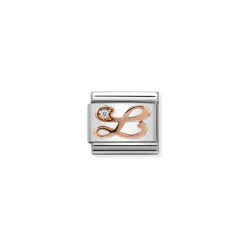 Nomination – Composable Classic LETTERS steel, zircon and 9k rose gold L