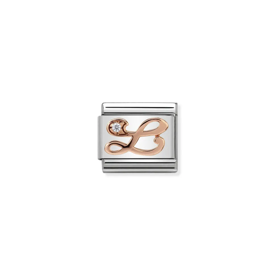 Nomination – Composable Classic LETTERS steel, zircon and 9k rose gold L
