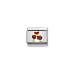 Nomination – Composable Classic LOVE 2 stainless steel, enamel and 18k gold (08_Glasses with heart)